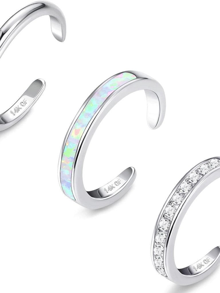 3pcs 14k Gold Filled Toe Rings For Women Adjustable Silver Gold Toe Ring Set Cut